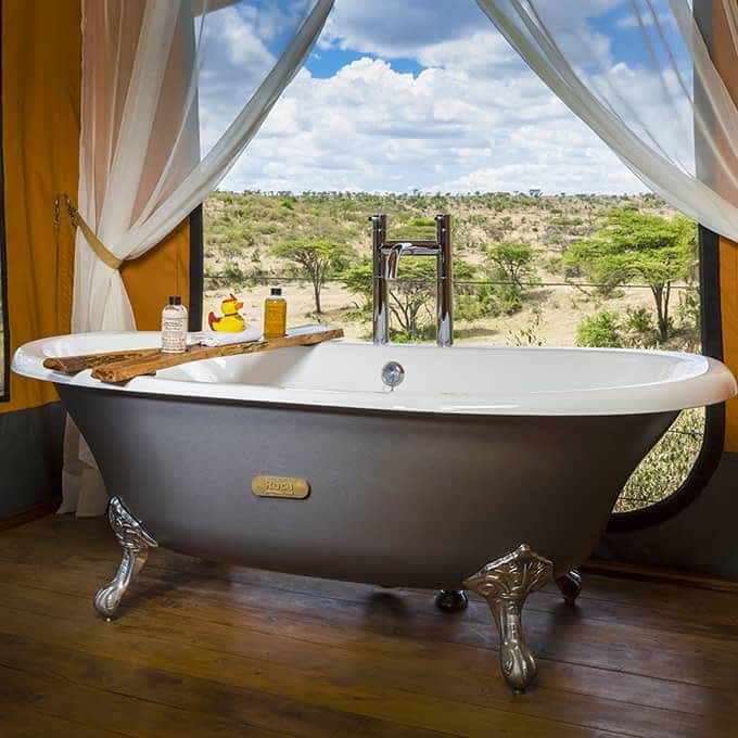 Bathroom with a view at Mahali Mzuri in Masai Mara