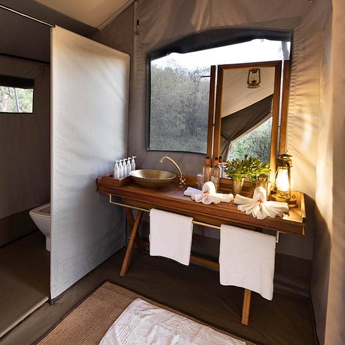 Bathroom at Basecamp Wilderness in the Naboisho Conservancy, Masai Mara