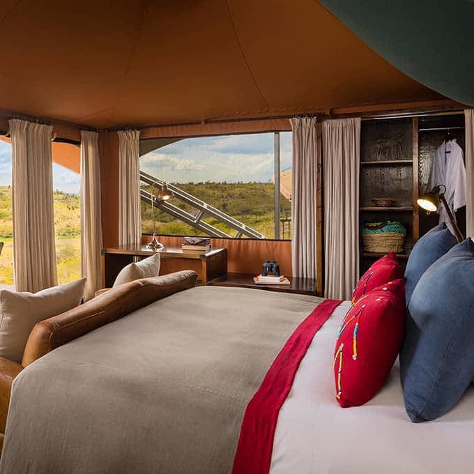 Bedroom with a view at Mahali Mzuri in Mara Olare Motorogi Conservancy