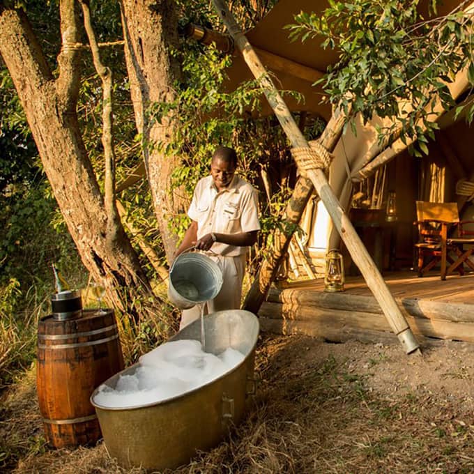 Bush bath at Mara Expedition Camp