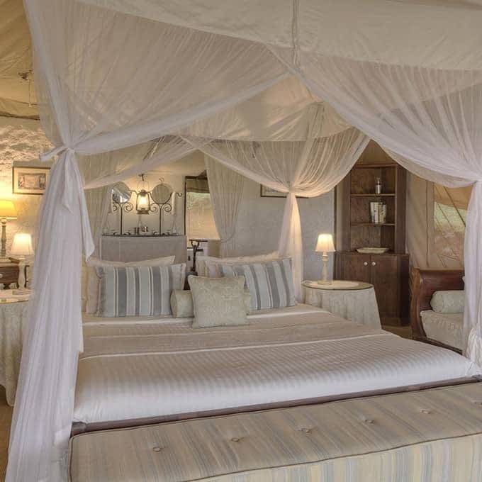 The honeymoon tent for a luxury safari at Cottars 1920s Camp in Kenya
