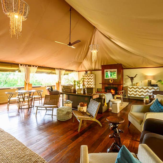 The lounge area at Kempinski Mara Lodge