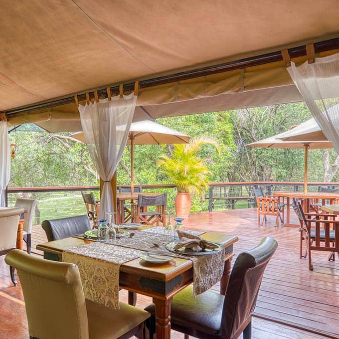 The restaurant area at Kempinski Olare Mara