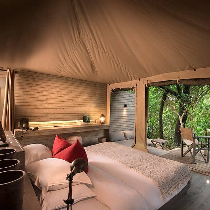 Interior of a safari tent at Kichwa Tembo in Masai Mara