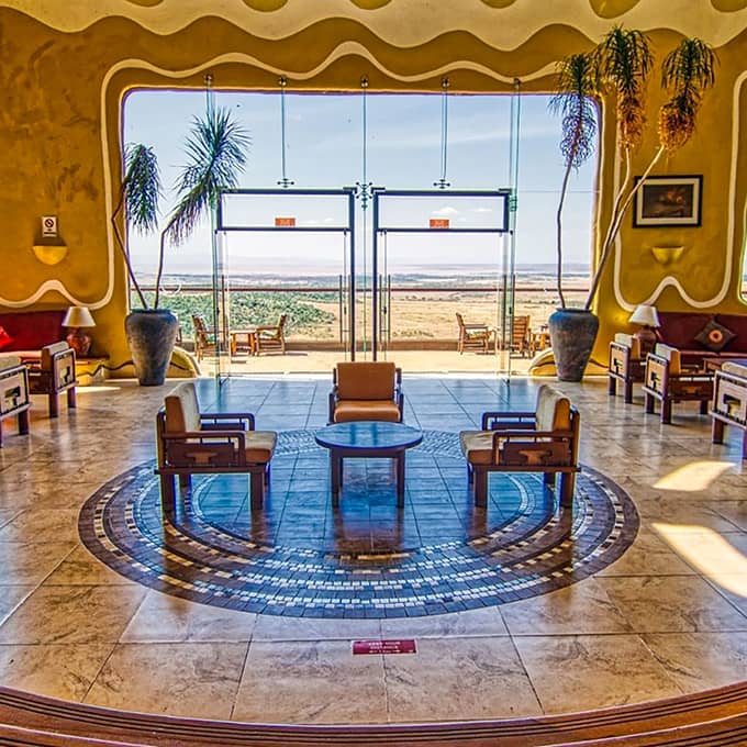 The lobby and lounge area at Mara Serena Lodge