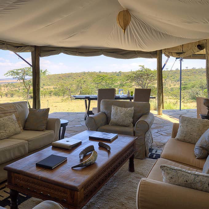 The lounge area at Kicheche Valley Camp in Naboisho Conservancy
