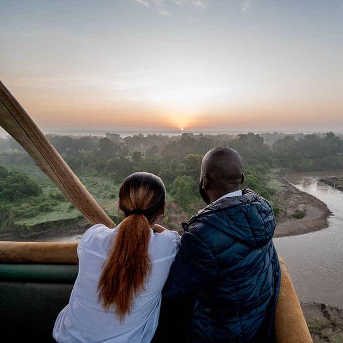 Balloon safari in the Masai Mara conservancies in Kenya