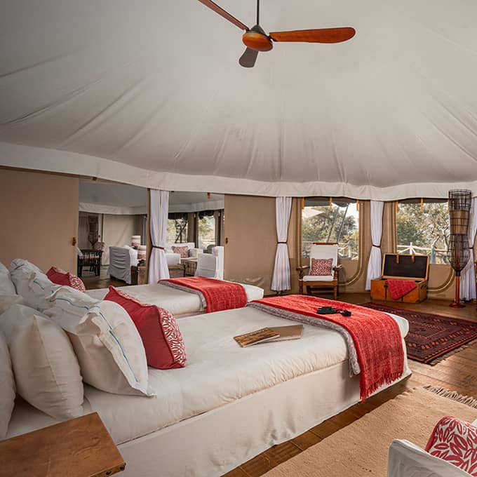 A luxury safari tent at Ol Seki Hemingway's in the Masai Mara