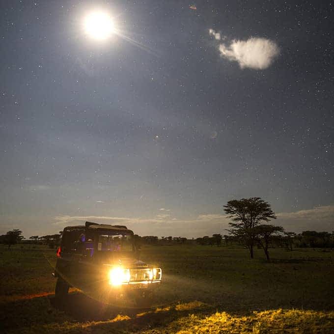 One of the perks of staying in the conservancies: experience a night safari in Kenya's Masai Mara