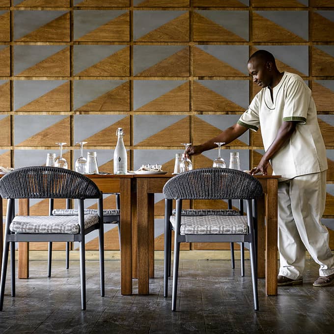 Stylish dining at Olonana Lodge in the Masai Mara