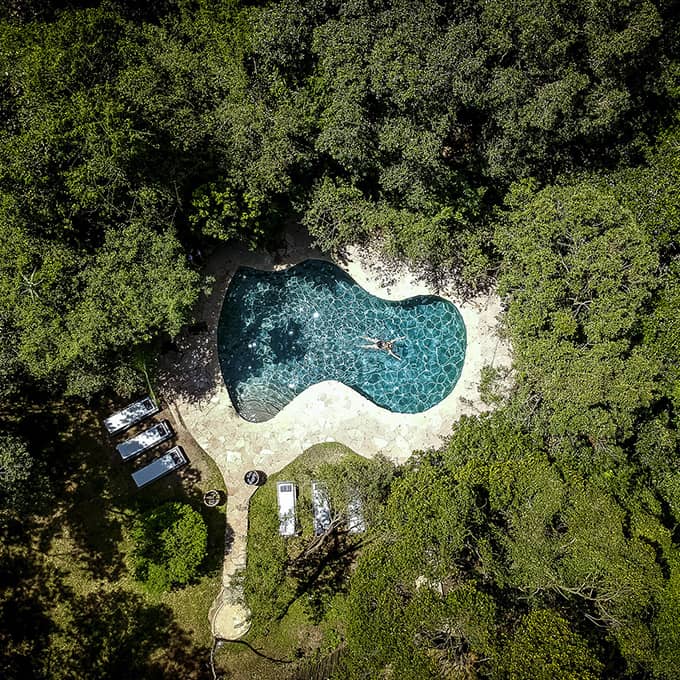 The swimming pool at Sanctuary Olonana Camp in the Mara