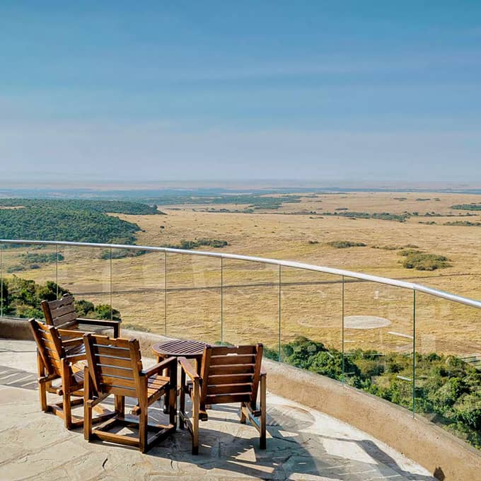 Commanding views from the deck at Serena Lodge in the Masai Mara